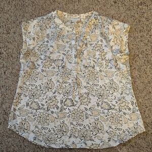 Liz Claiborne Floral Print Blouse - Cream and Black